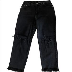 Riders by Lee Petite Denim Black Fringed Bottom Jean